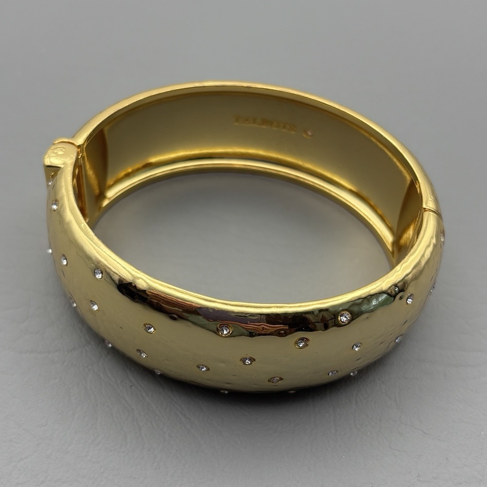 Talbots‎ Gold Tone Rhinestone Hinged Bracelet - Picture 3 of 13
